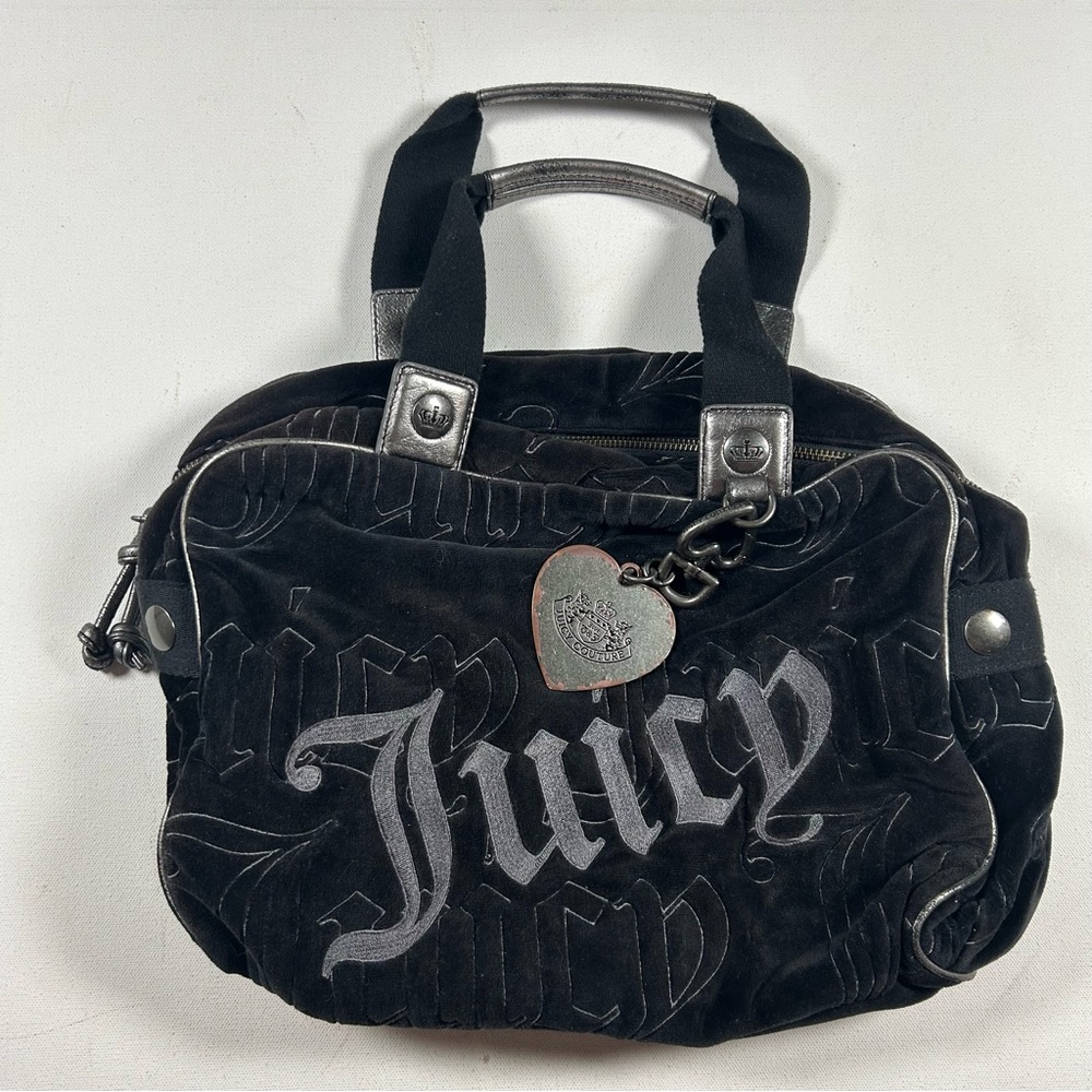 Vintage Juicy Couture Black Scottie Daydreamer Velour Bag Handbag Purse RARE Y2k